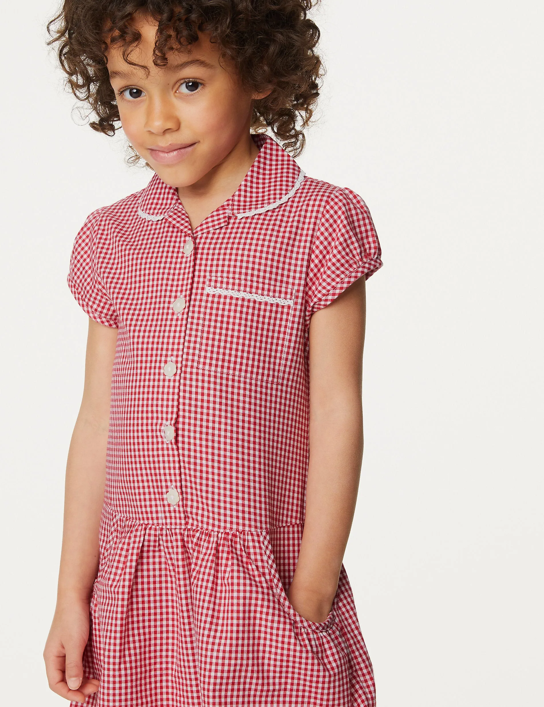 2 Sets of Cotton Plus Size School Dresses for Girls (4-14 Years) Marks & Spencer ,  red