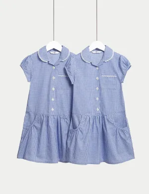 2 Sets of Cotton Plus Size School Dresses for Girls (4-14 Years) Marks & Spencer