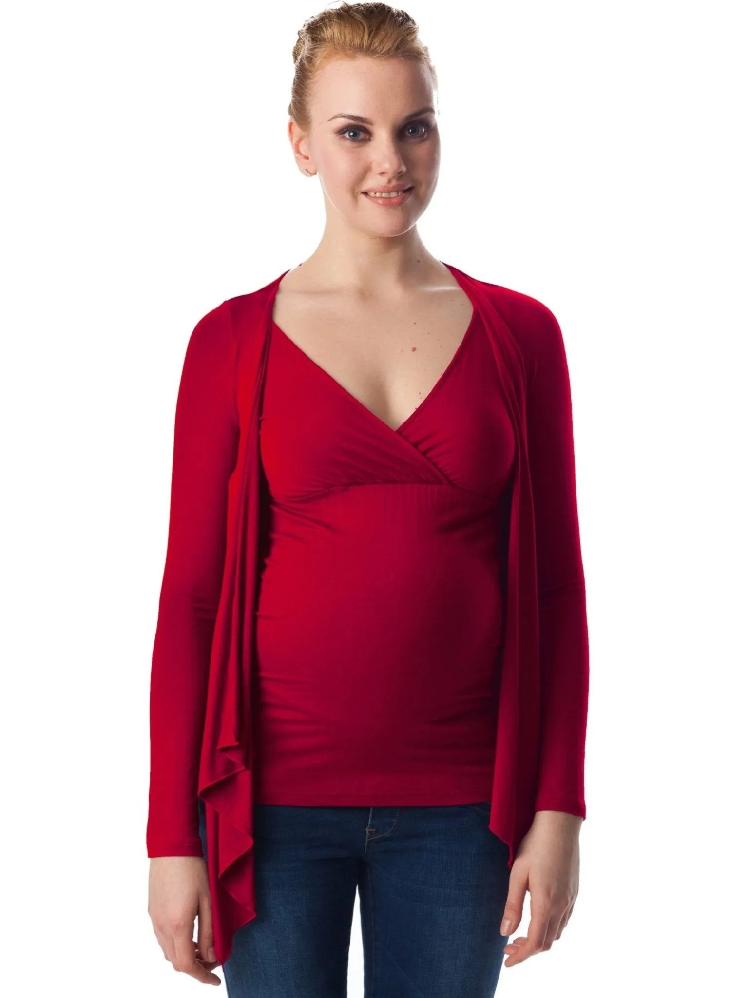 Anemone Maternity & Nursing 3/4 Sleeves Top - Bordeaux