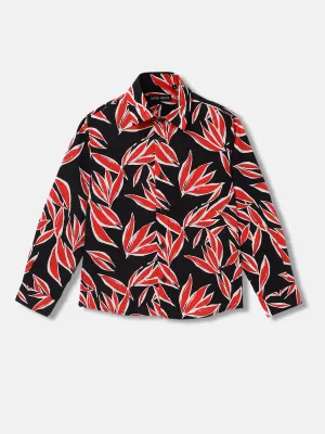 Antony Morato Boys Black Printed Spread Collar Full Sleeves Shirt