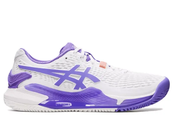 Asics Gel Resolution 9 Clay Ladies Tennis Shoe (White/Amethyst)