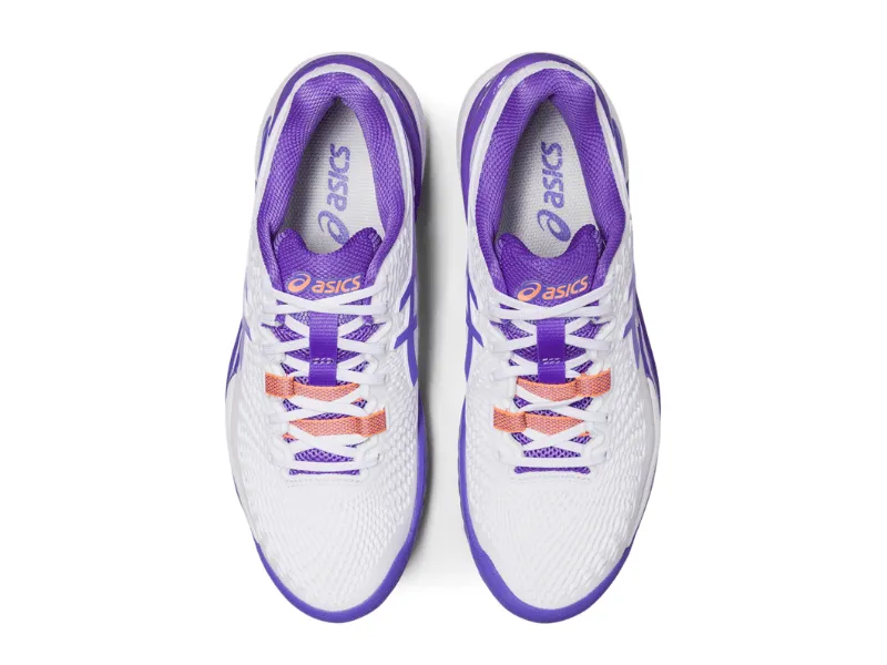 Asics Gel Resolution 9 Clay Ladies Tennis Shoe (White/Amethyst)