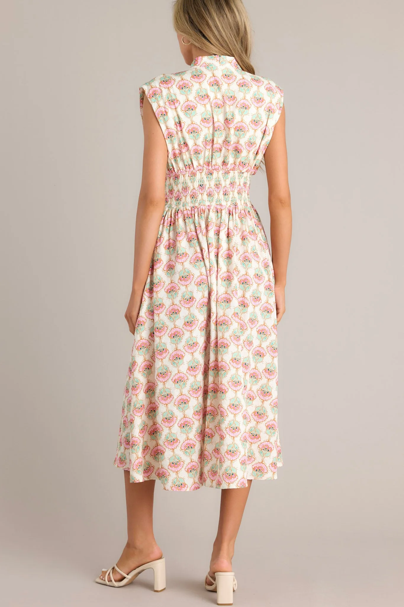 Blooming Daydream Ivory Multi Floral Midi Dress