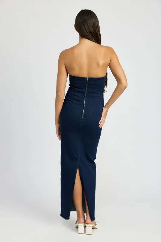 BODYCON TUBE DENIM DRESS