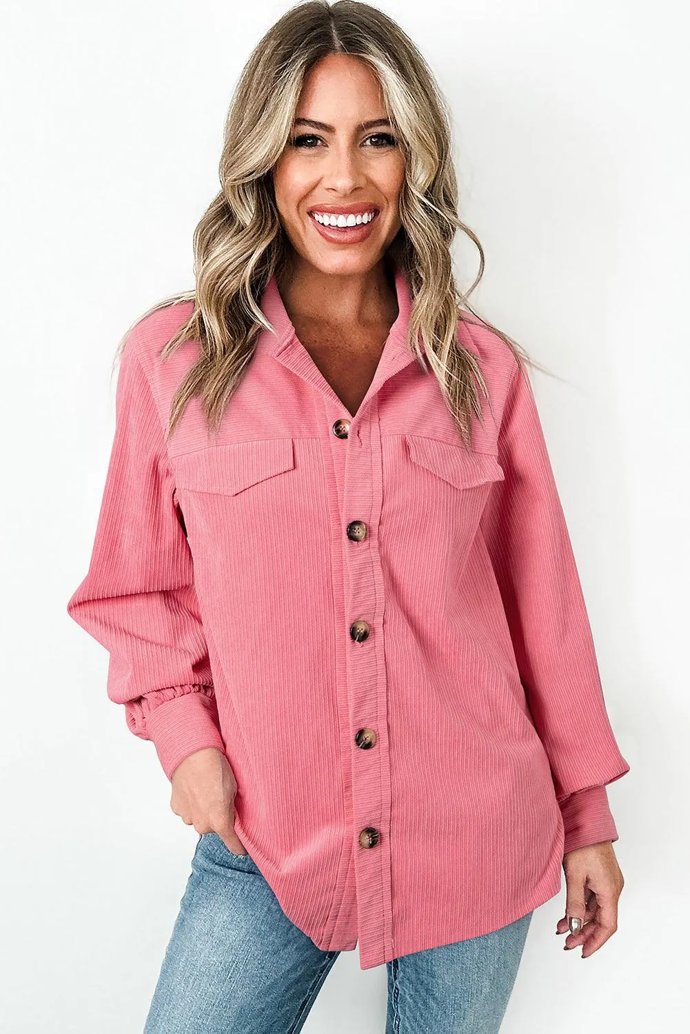 Bonbon Corduroy Button-Up Shacket