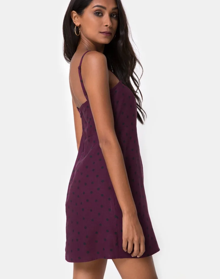 Boyasly Slip Dress in Skater Polka Wine