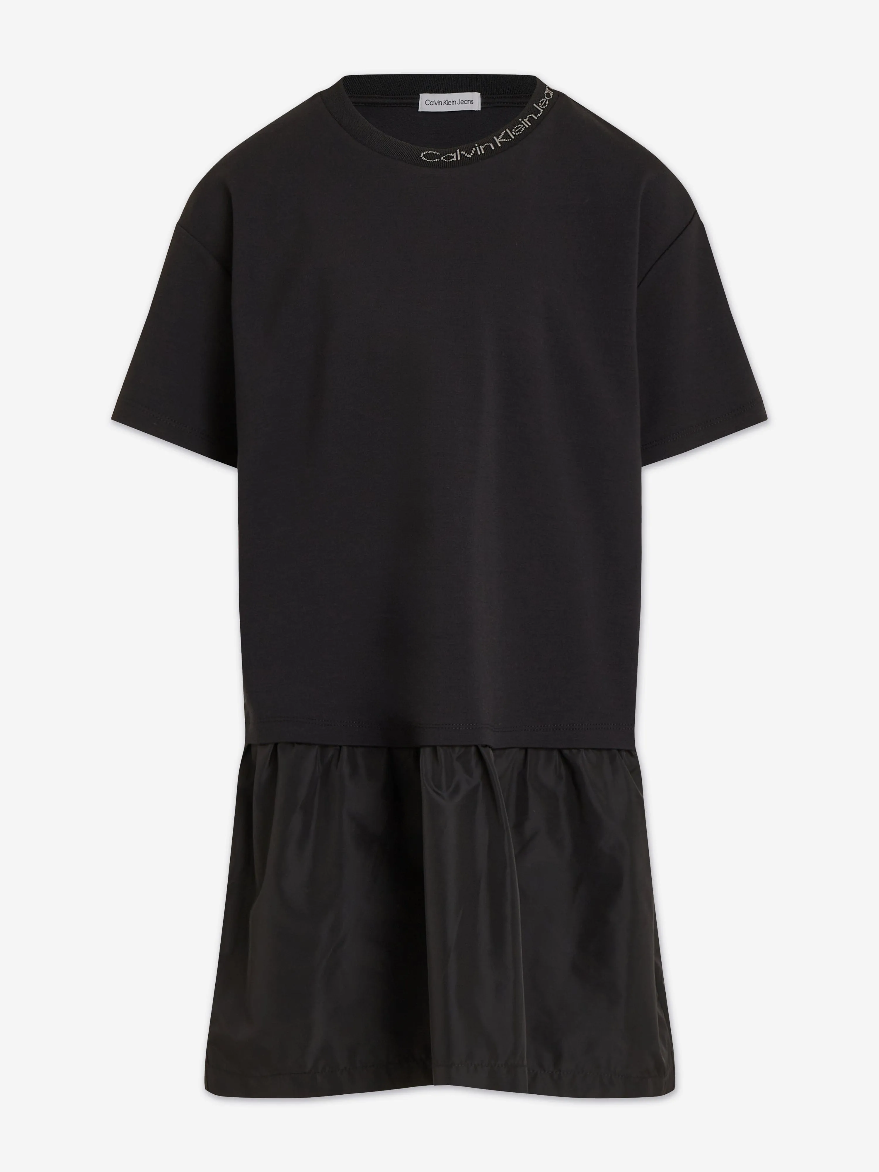 Calvin Klein Girls Mix Media Intarsia Dress in Black