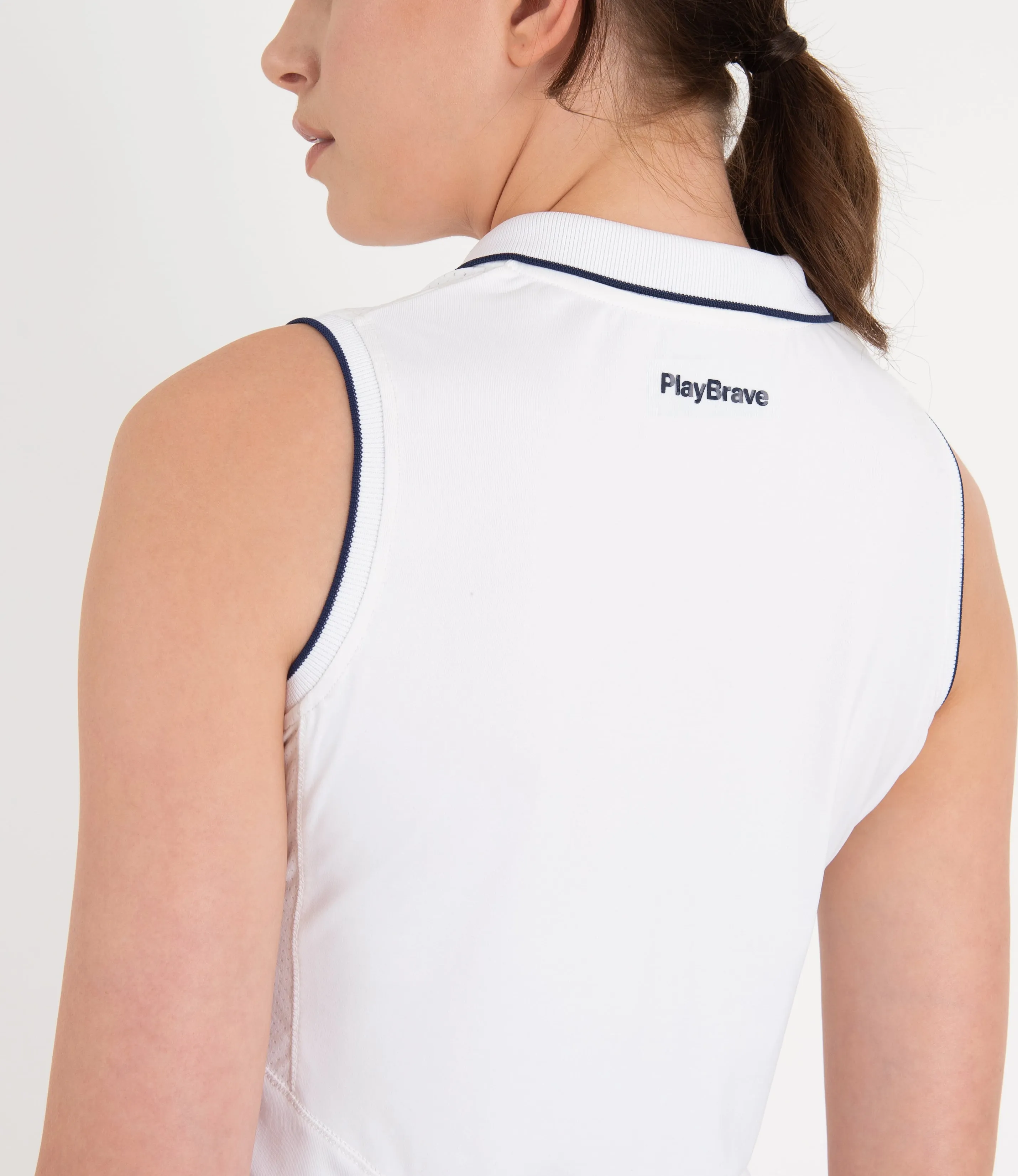 Camilla Sleeveless Polo - White/Navy