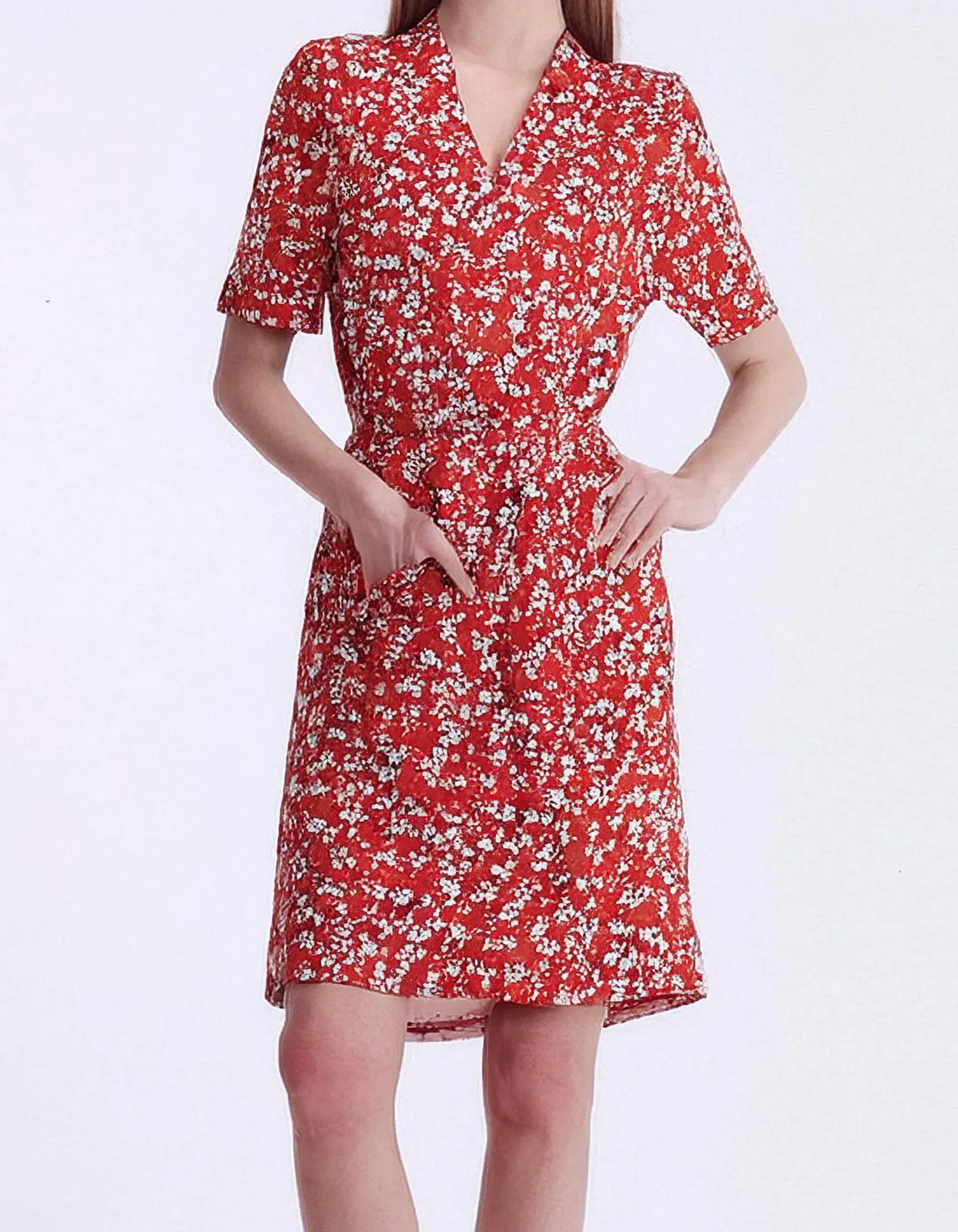 Cherry Blossom Print Wrap Dress