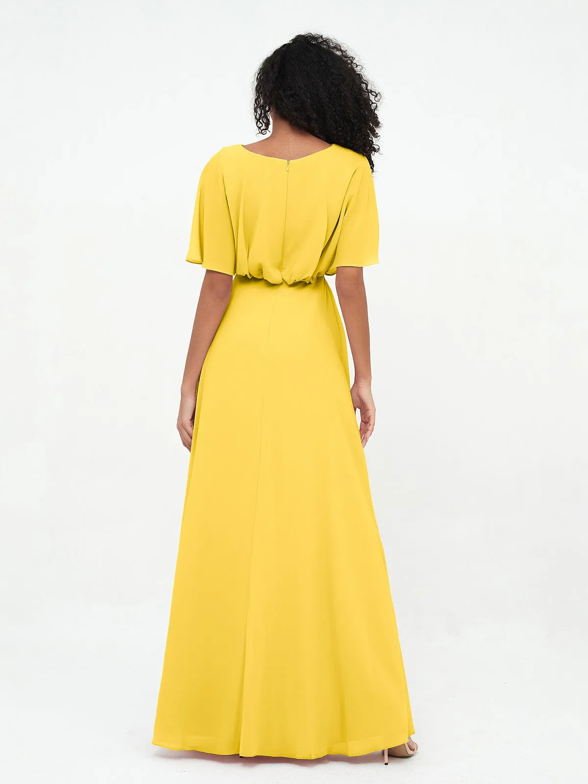 Chiffon Full Length Bridesmaid Dresses with Wrap Marigold Plus Size