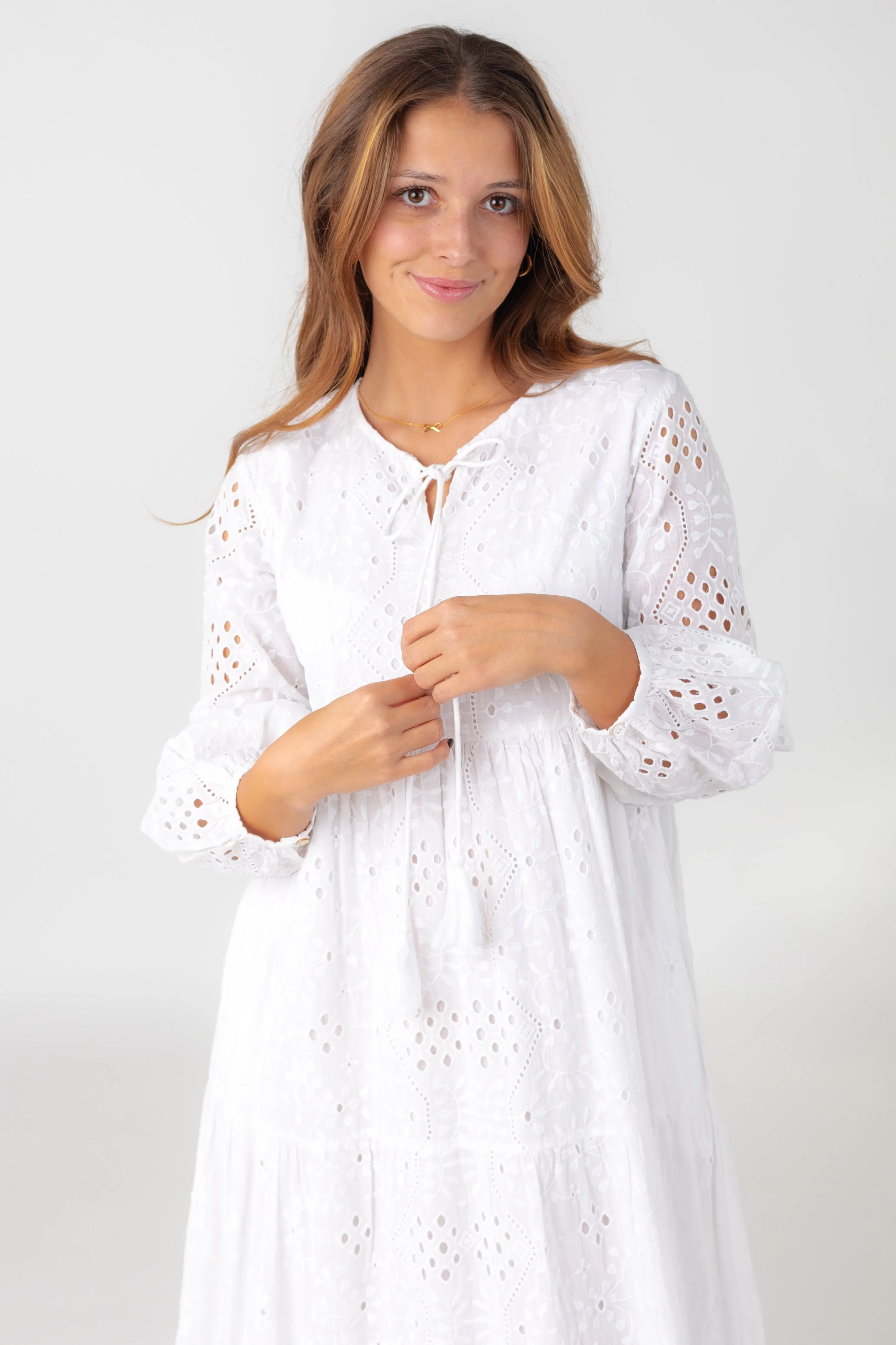 Citrus Nila Eyelet Dress - White