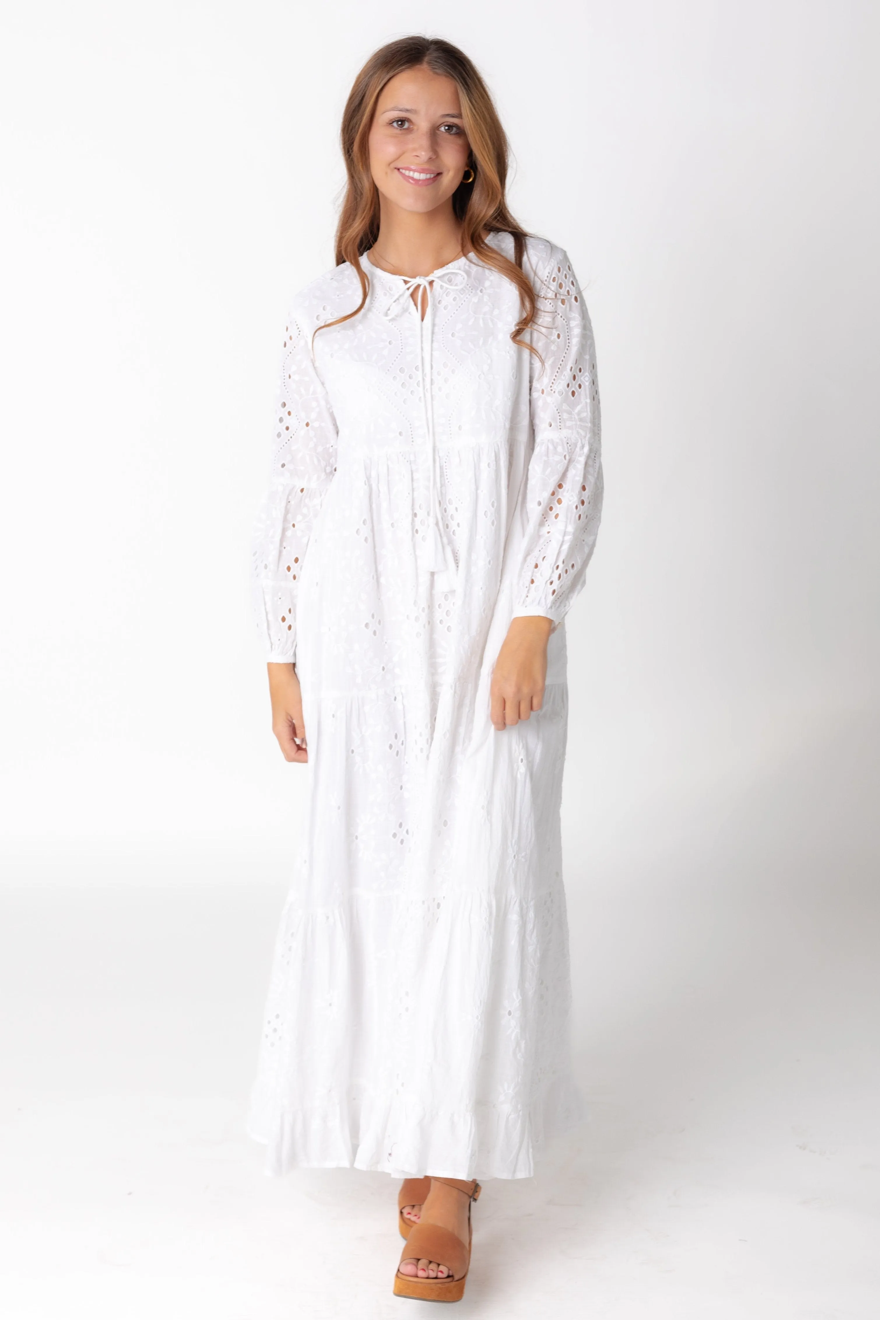 Citrus Nila Eyelet Dress - White