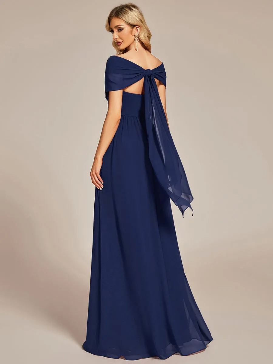 Convertible Chiffon Pleated Strapless Tie-Waist Bridesmaid Dress