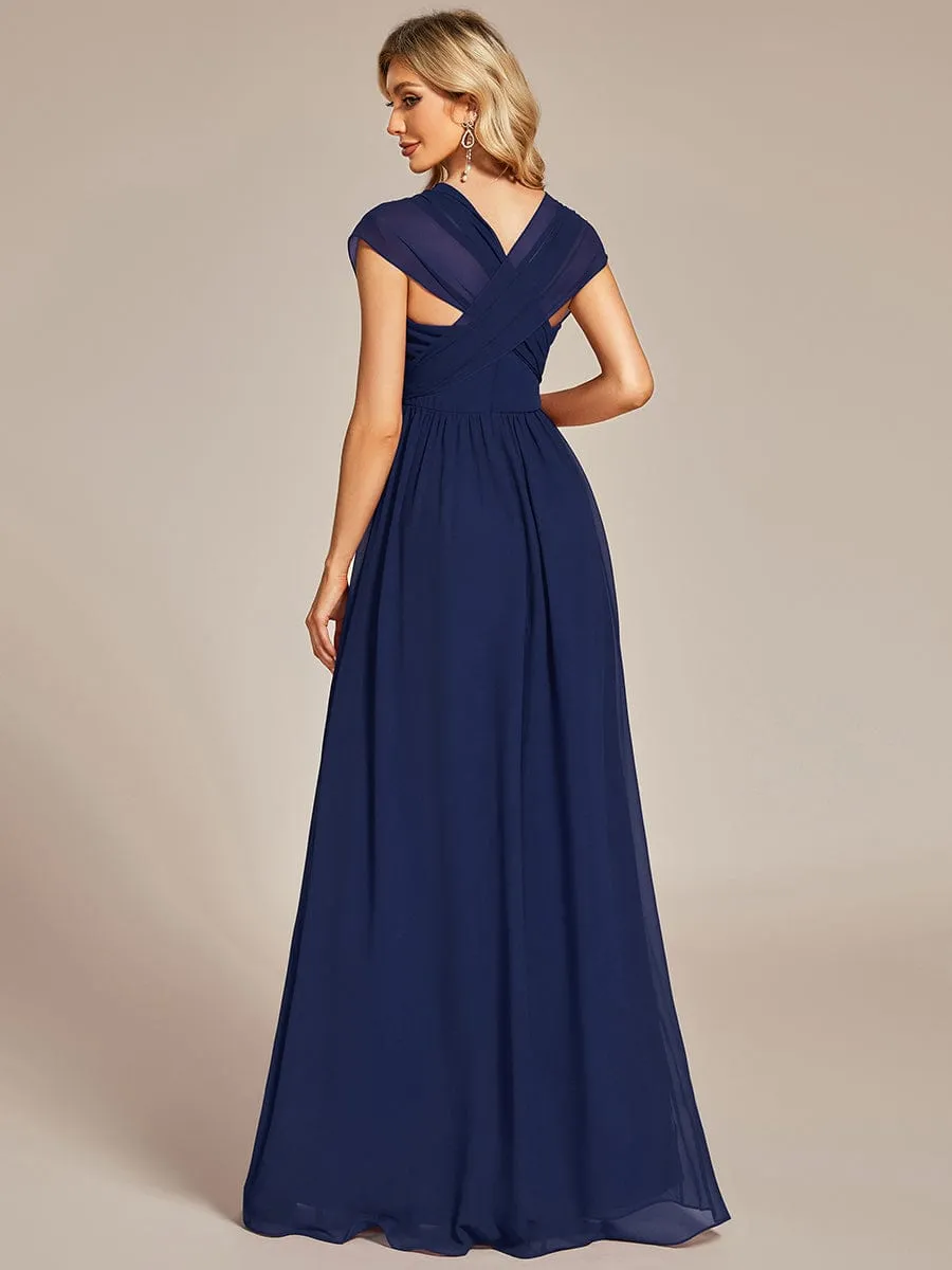 Convertible Chiffon Pleated Strapless Tie-Waist Bridesmaid Dress