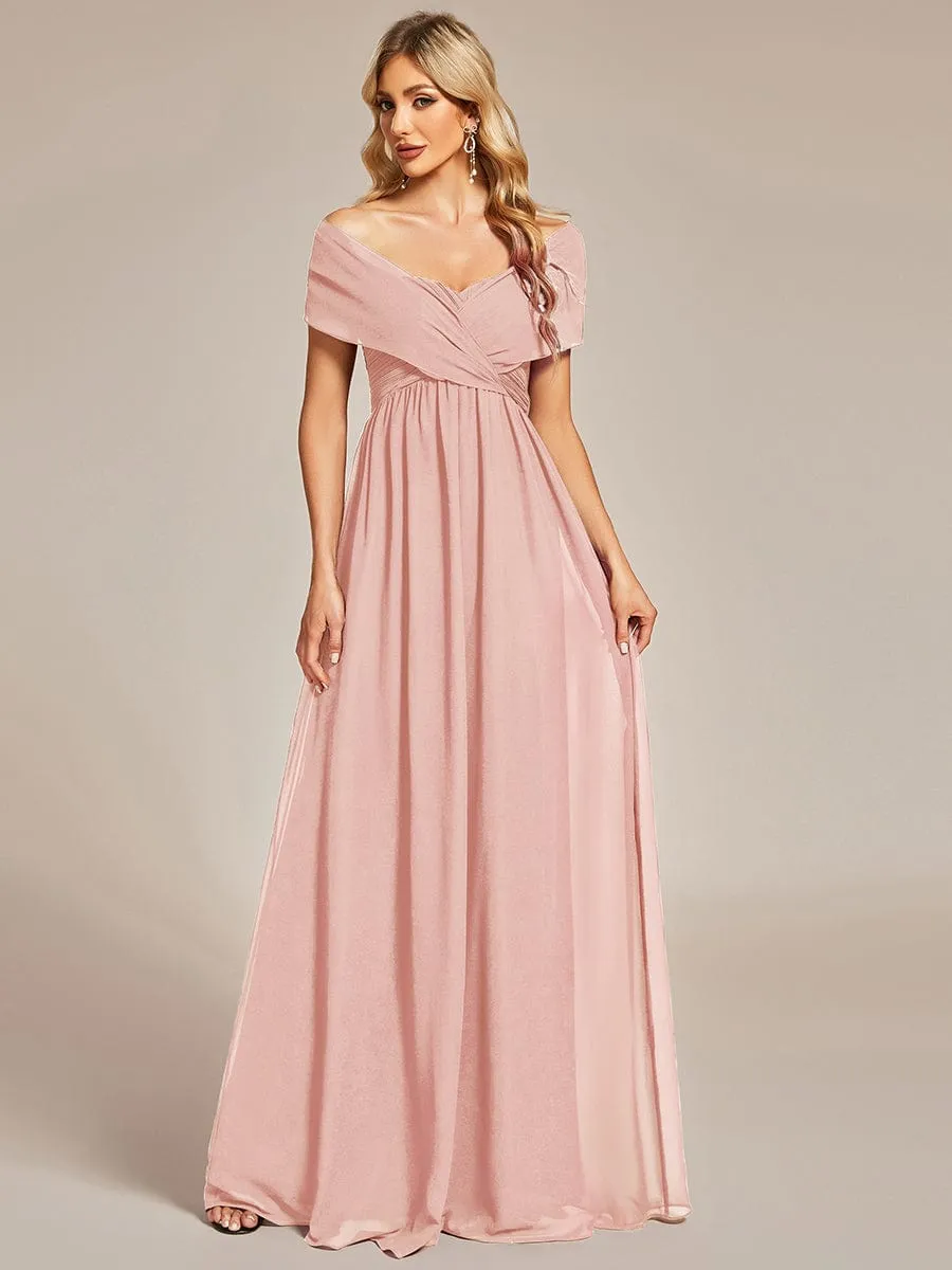 Convertible Chiffon Pleated Strapless Tie-Waist Bridesmaid Dress