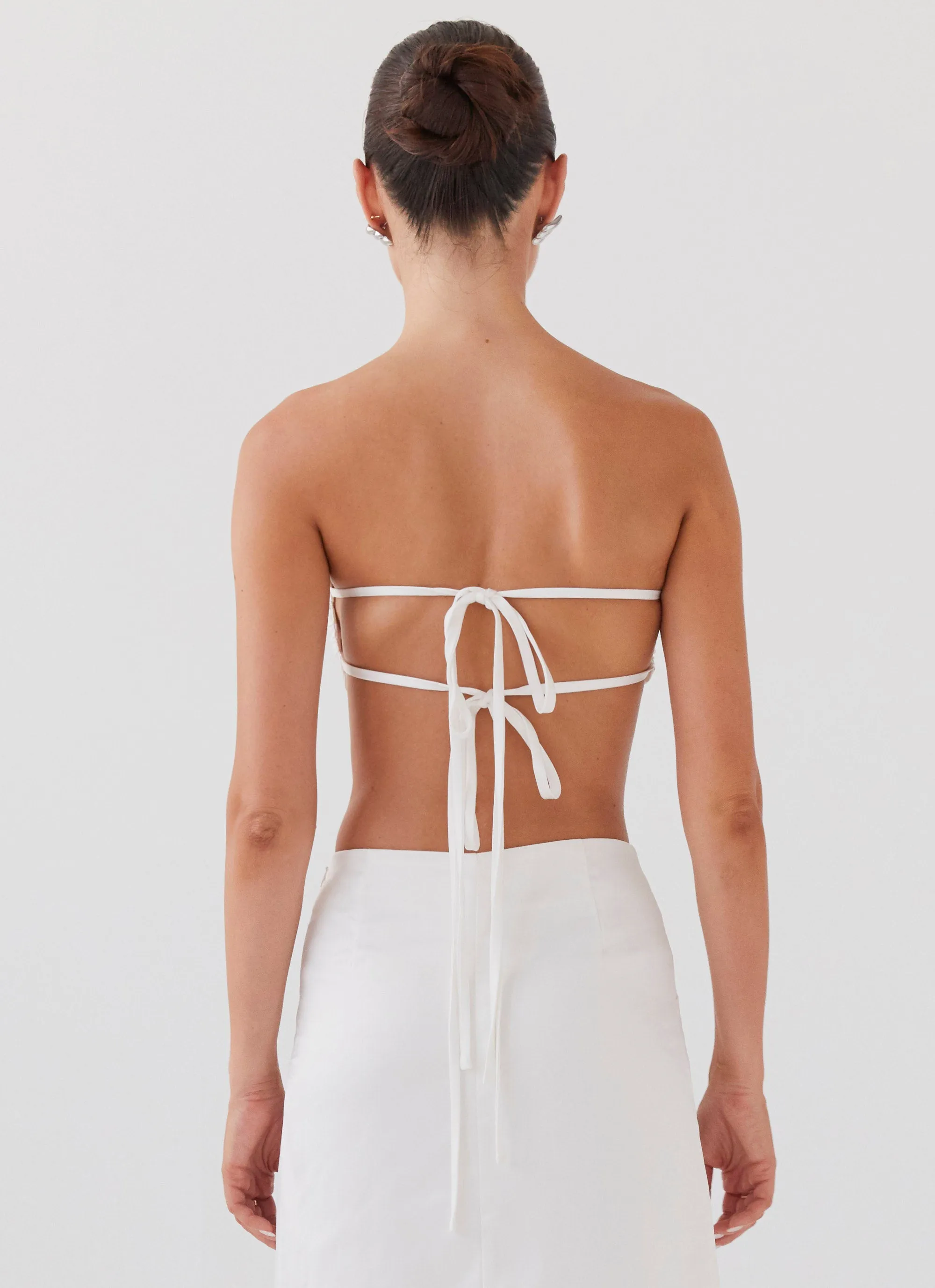 Crescent Light Rose Bandeau Top - Ivory