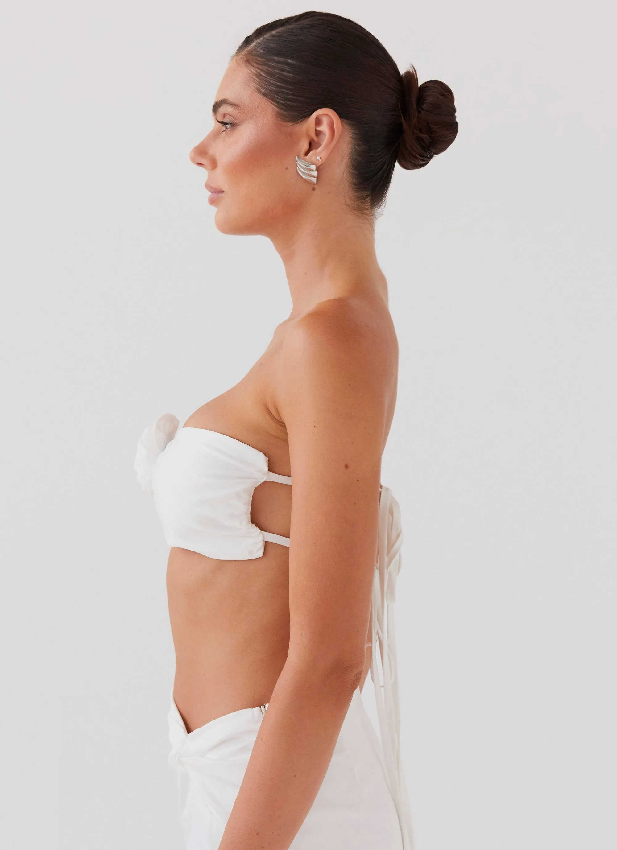 Crescent Light Rose Bandeau Top - Ivory