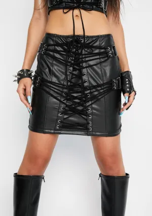 Edgy Secrets Lace Up Mini Skirt