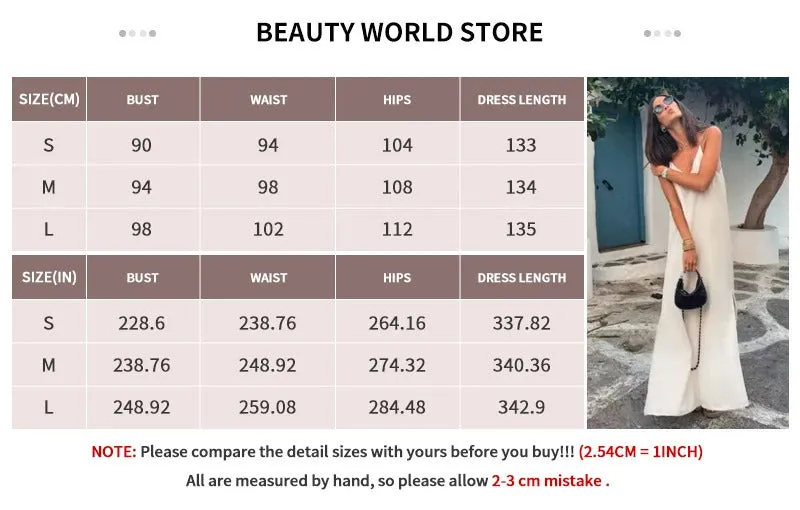 Elegant White V-neck Slit Maxi Dress For Women Fashion Backless Sleeveless Sling Dresses 2024 Summer Female Beach Vacation Robes