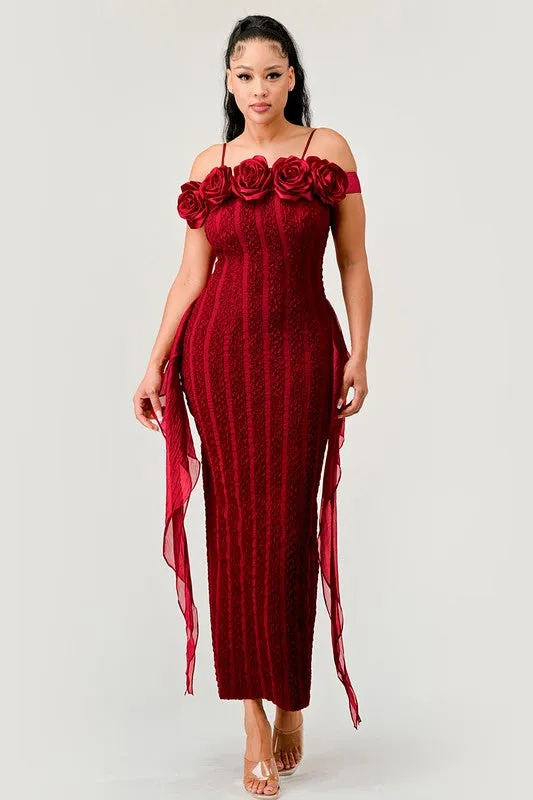 Enchanting Rose Off-Shoulder Dress