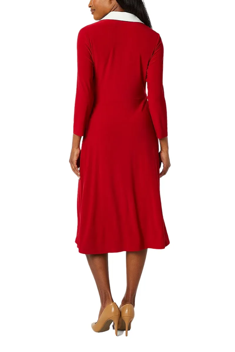 Evan Picone Women's 3/4 Sleeve Midi Wrap Dress