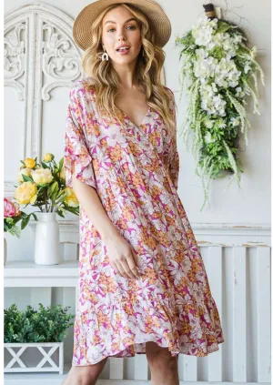 Flattering Floral Tunic Dress Made in USA