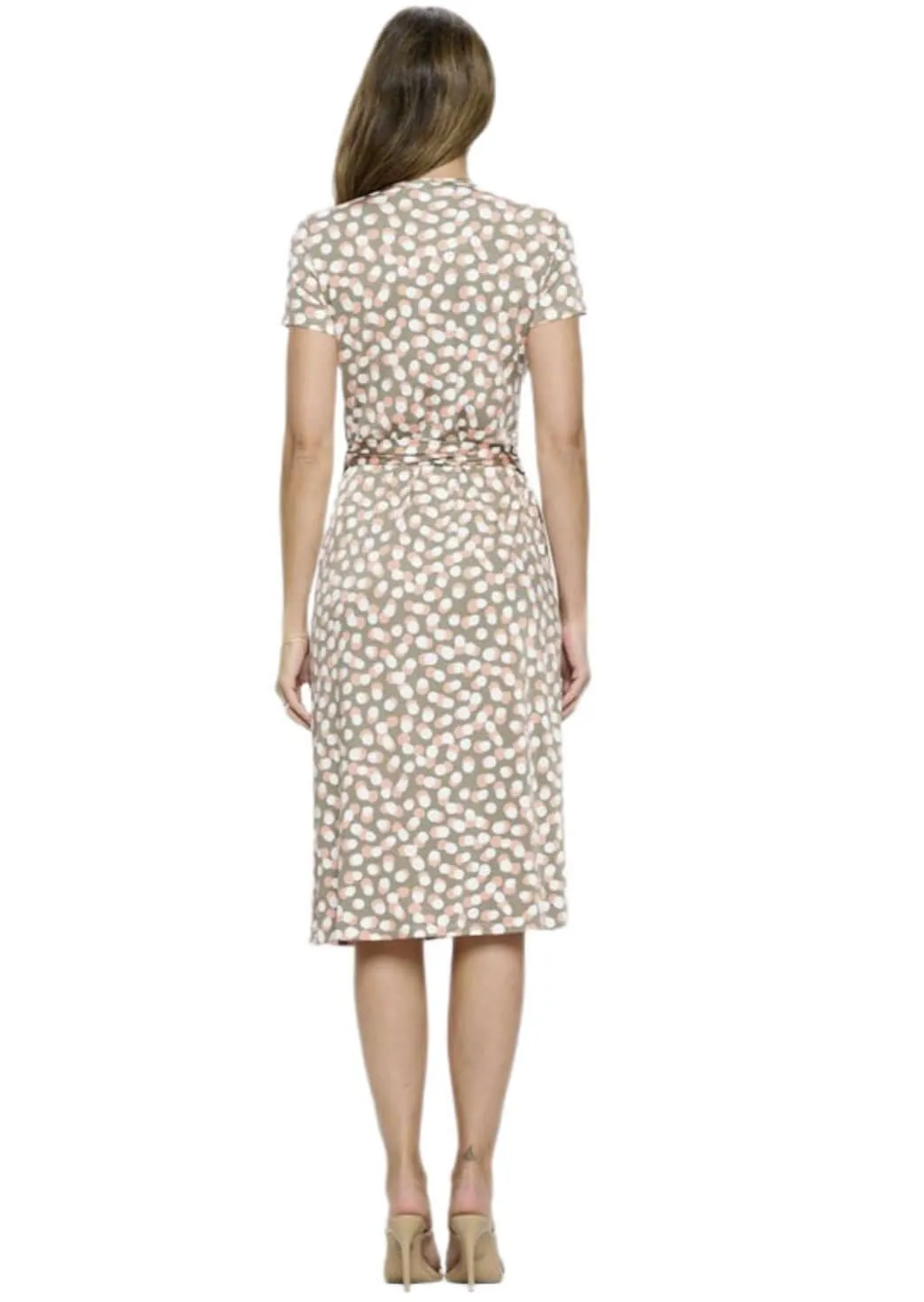 Flattering Polka Dot Print Wrap Dress Made in USA