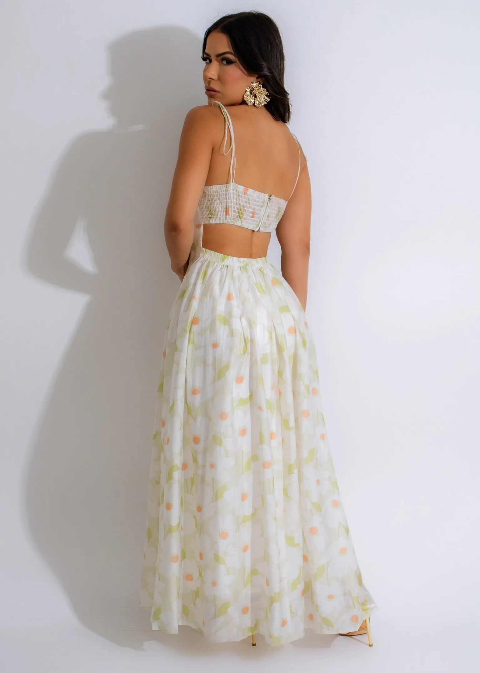 Floral Elegance Maxi Dress Green