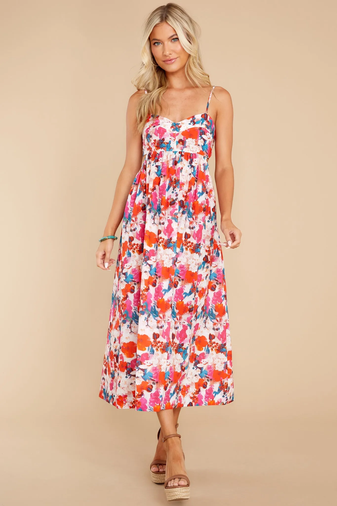 Flowers From You Red Floral Print Maxi Dress