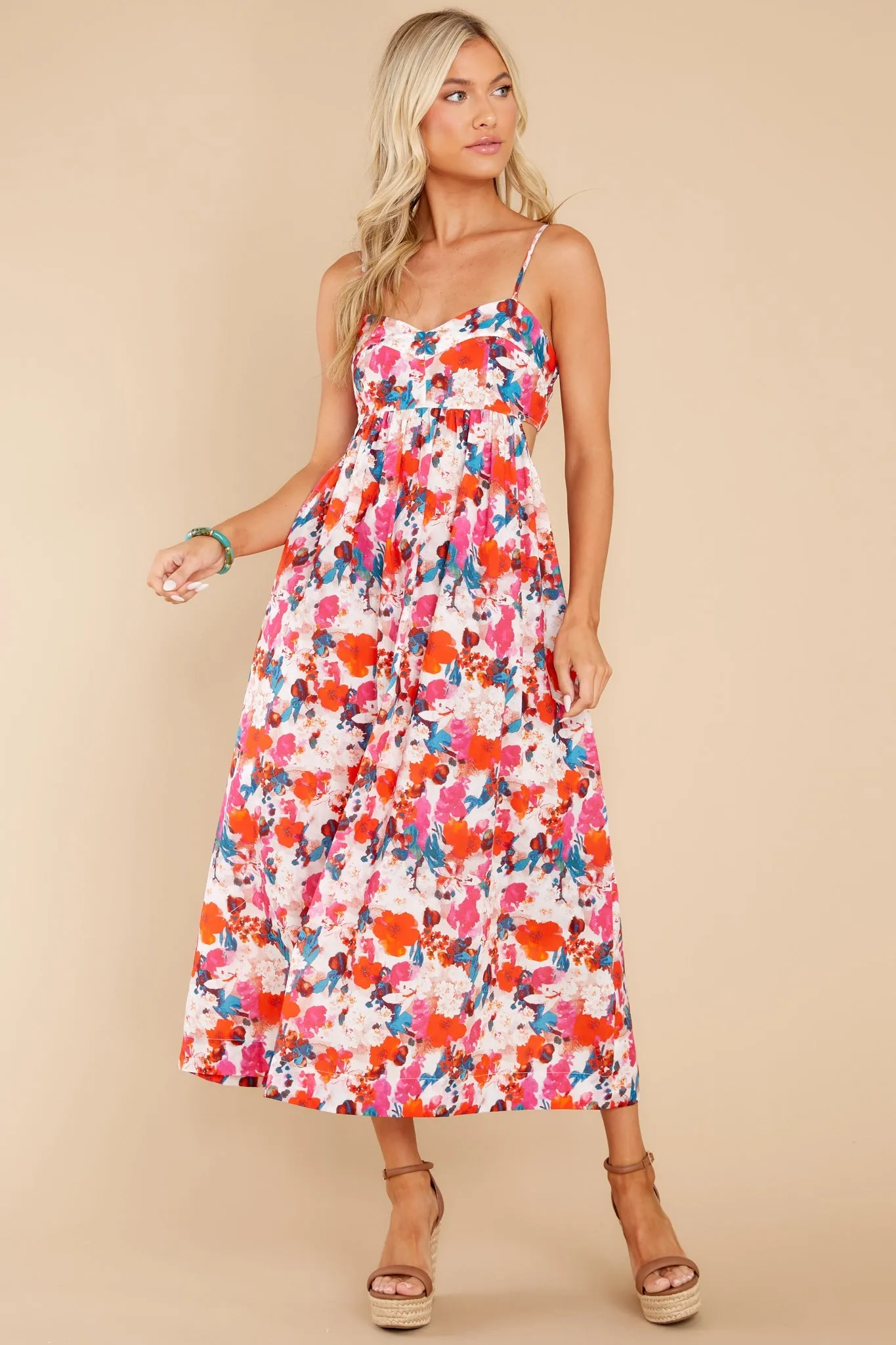 Flowers From You Red Floral Print Maxi Dress