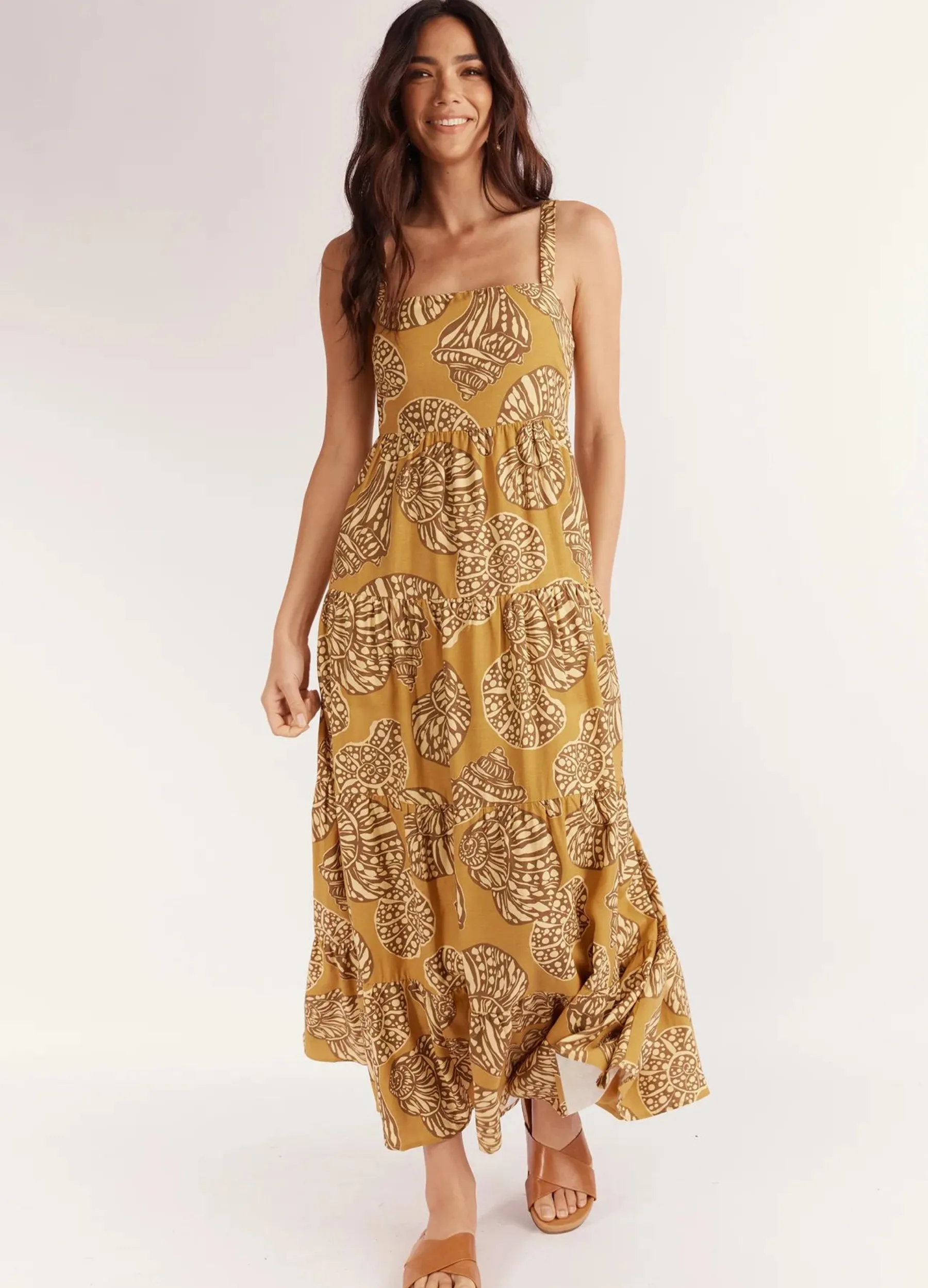 Girl and the Sun - Strappy Lolita Midi Dress - Seachange Print