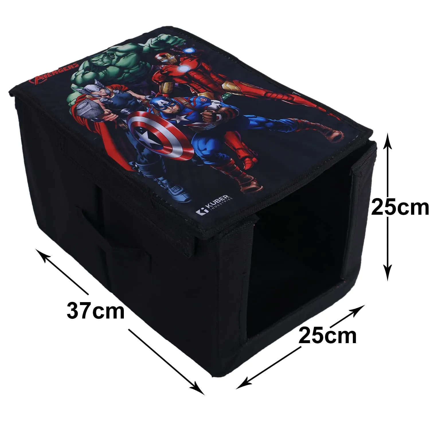 Heart Home Marvel Avengers Shirt Stacker|Foldable Shirt Stacker for Cloth|Non-Woven Wardrobe Organizer for Home With Lid|Pack of 2 (Black)