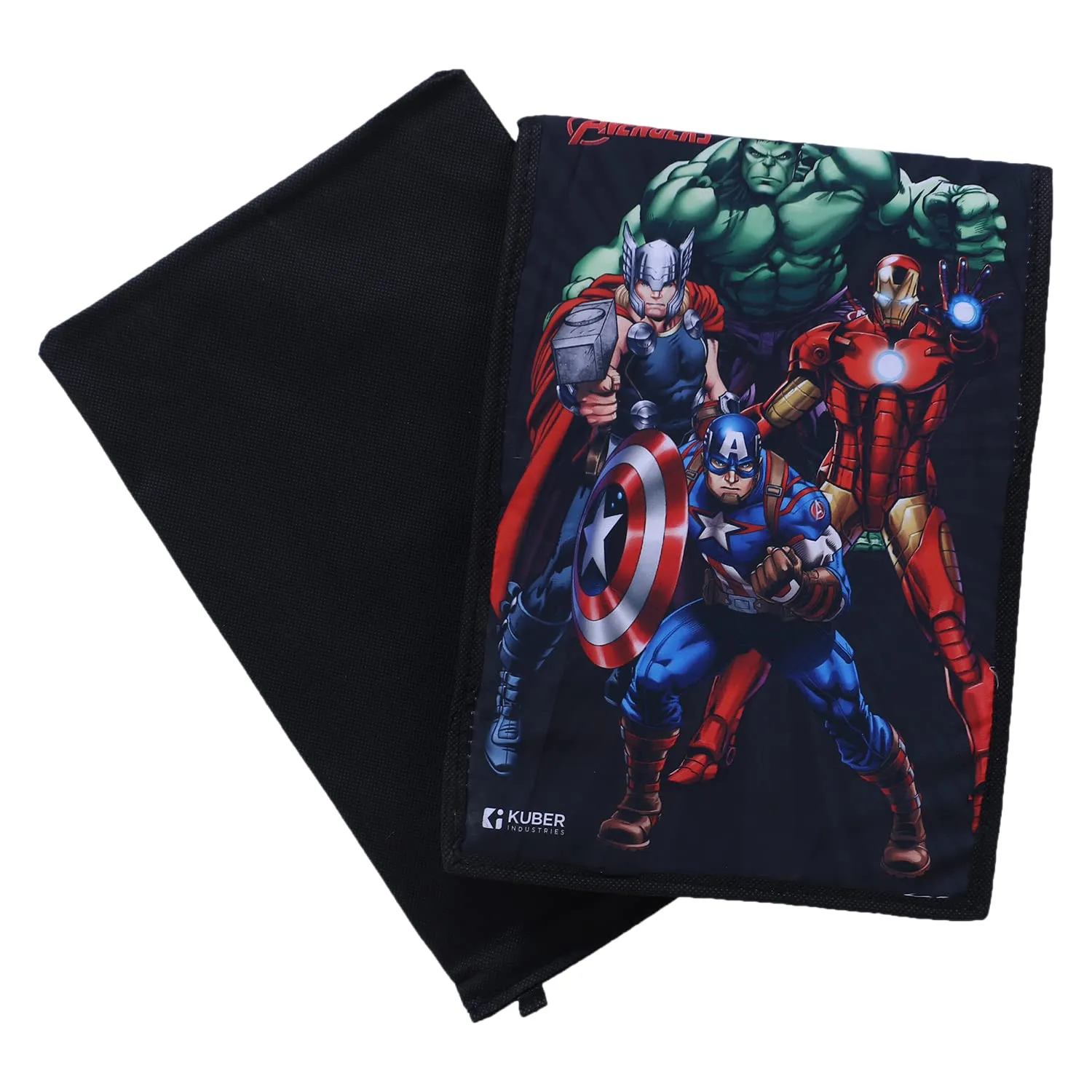 Heart Home Marvel Avengers Shirt Stacker|Foldable Shirt Stacker for Cloth|Non-Woven Wardrobe Organizer for Home With Lid|Pack of 2 (Black)