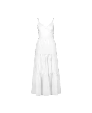 Hope & Henry Women's Tiered Wrap Dress, White