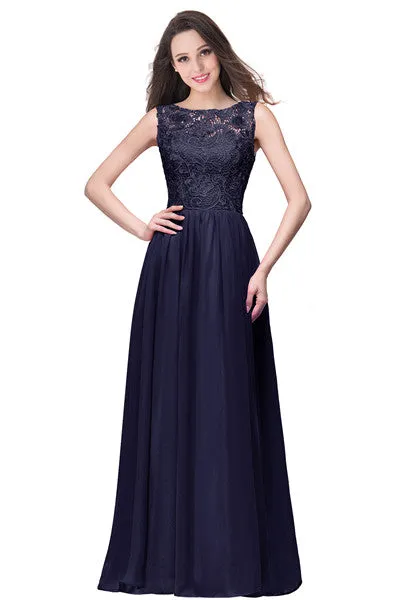 In stock 2018 A Line Royal blue Long Bodice Chiffon Elegant Evening Dress Vestido De Festa Longo Evening Dresses Party Gown