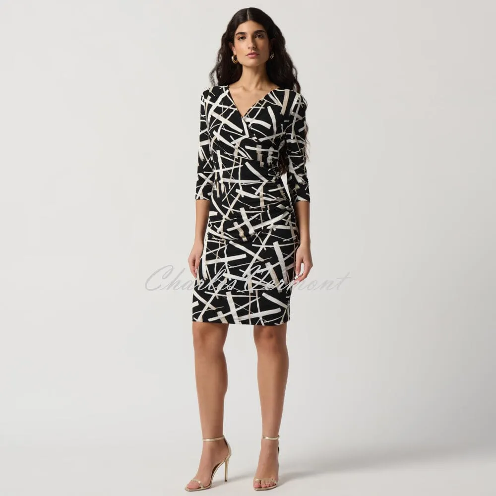 Joseph Ribkoff Abstract Print Mock Wrap Dress - Style 233307