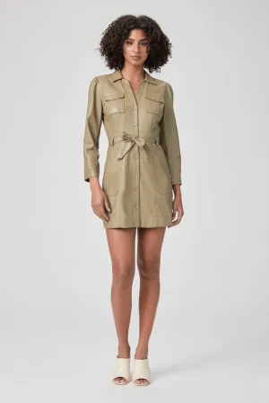 Karmine Vegan Leather Dress in Brushed Olive