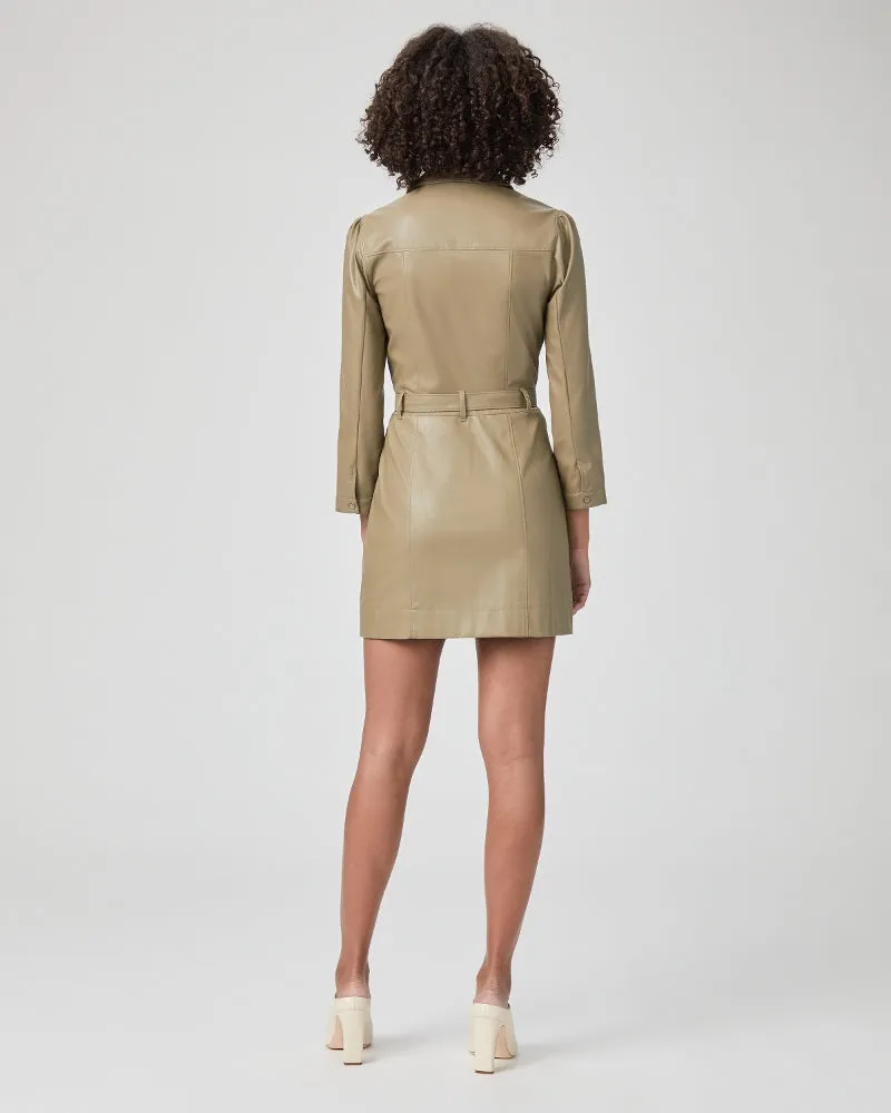 Karmine Vegan Leather Dress in Brushed Olive