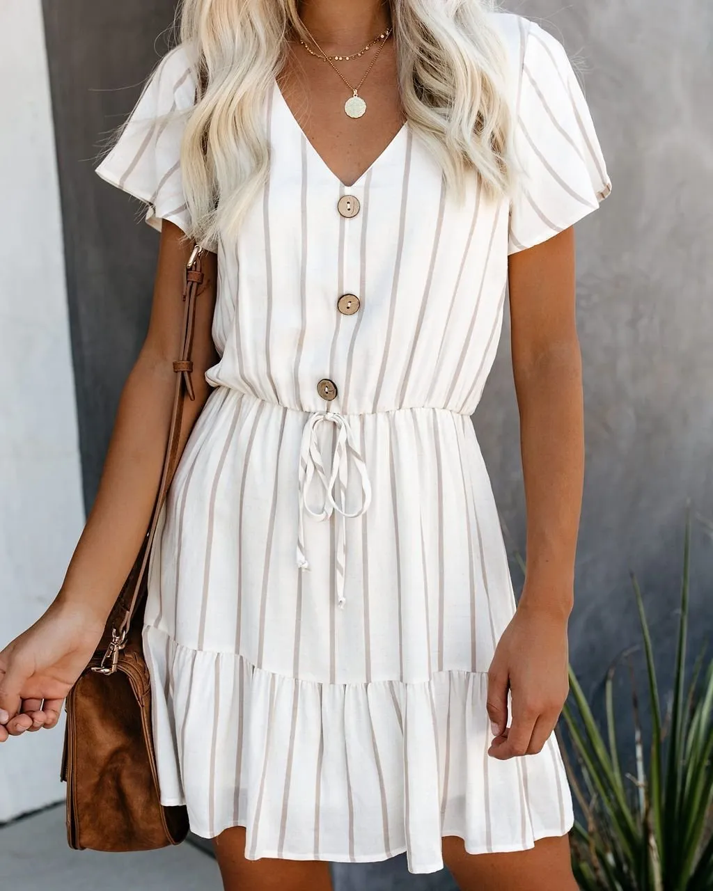 Kick The Dust Striped Ruffle Dress