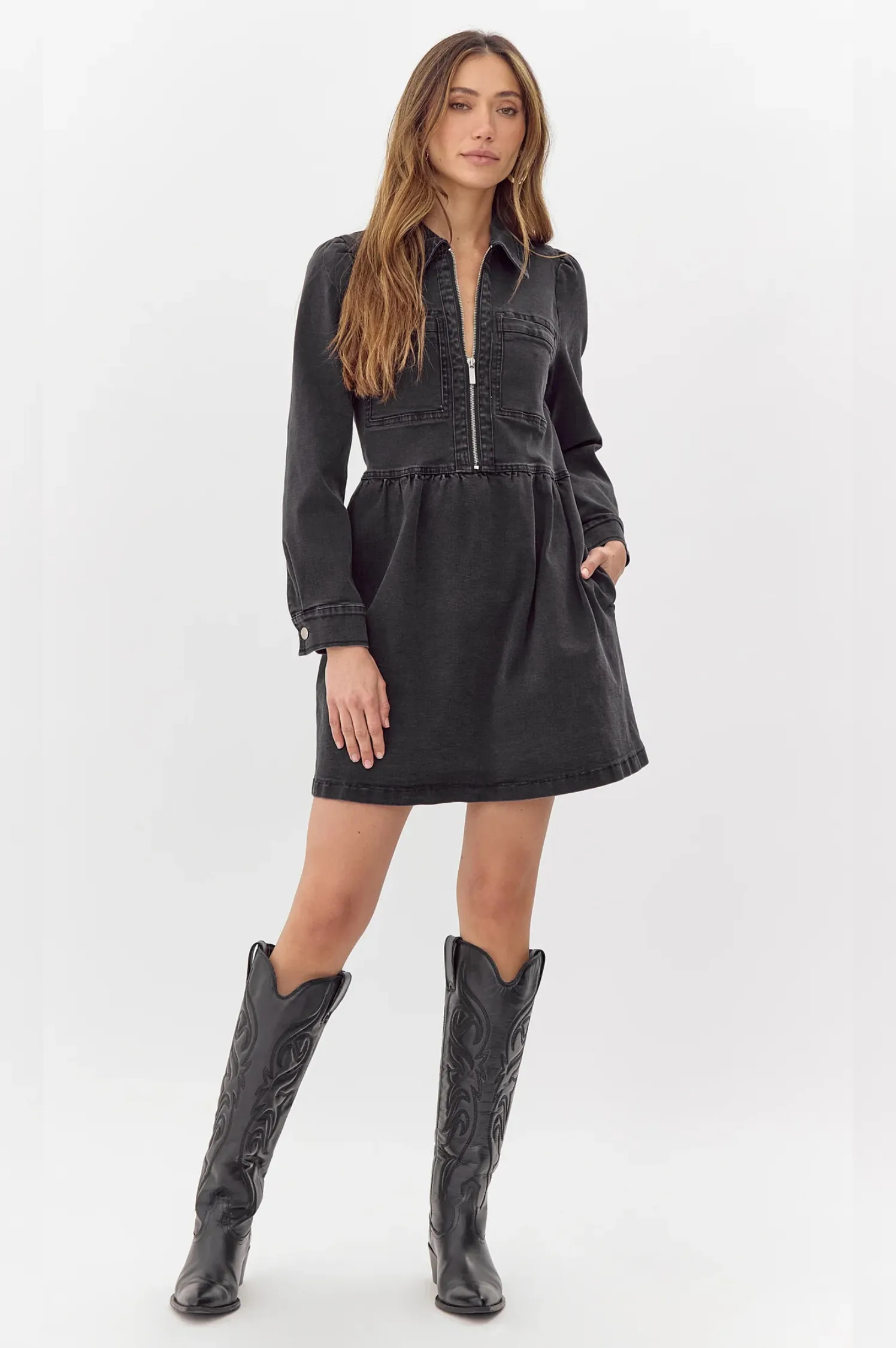 Lia Zip Denim Dress