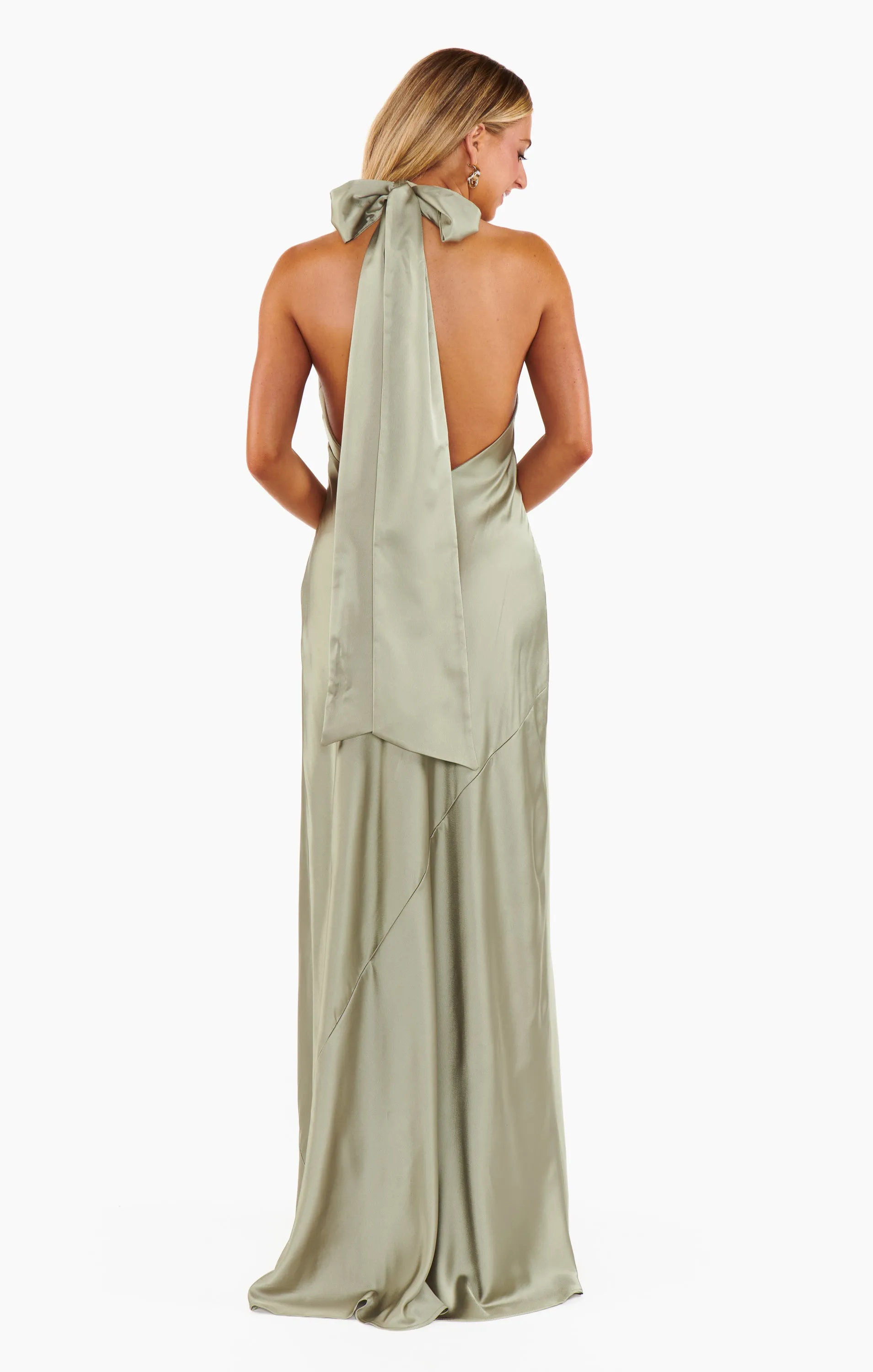 Lisa Maxi Dress ~ Moss Green Luxe Satin