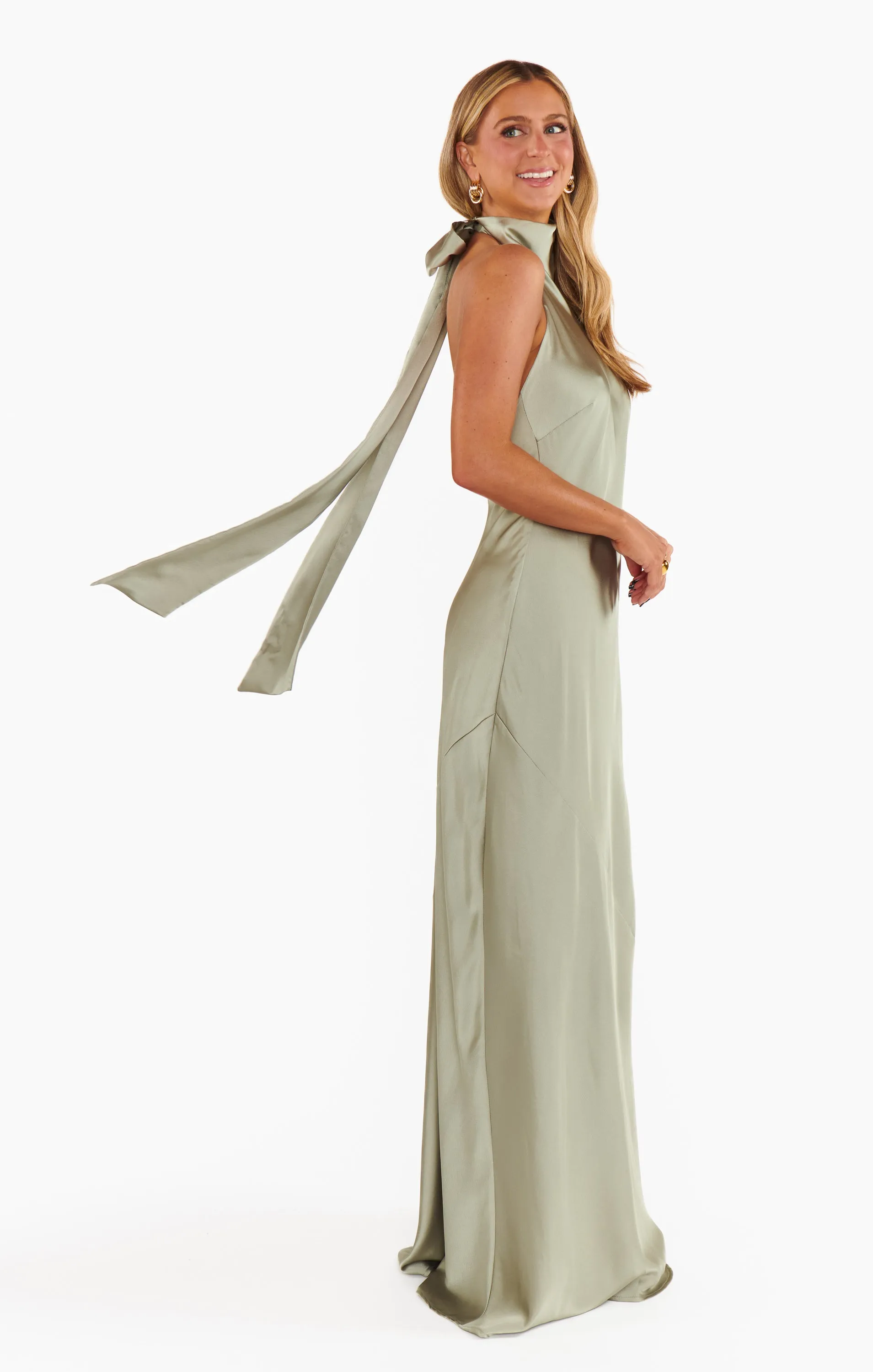 Lisa Maxi Dress ~ Moss Green Luxe Satin