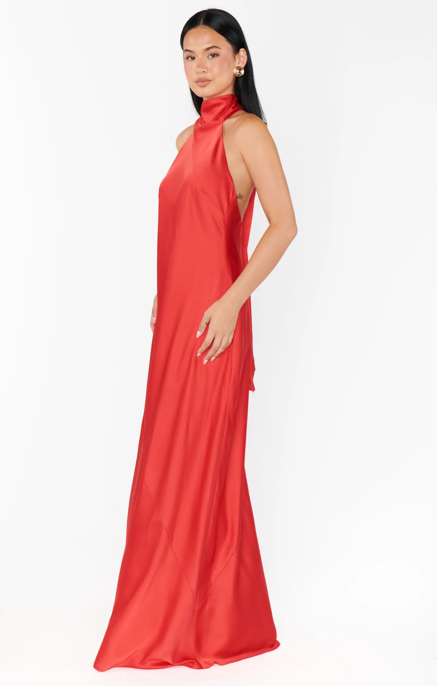 Lisa Maxi Dress ~ Red Luxe Satin