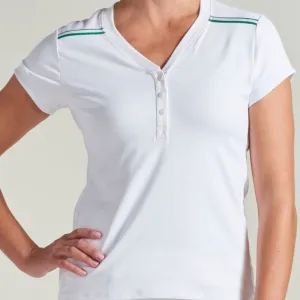 L'Oeuf Poché Baseline S/S Henley - White/Green Trim