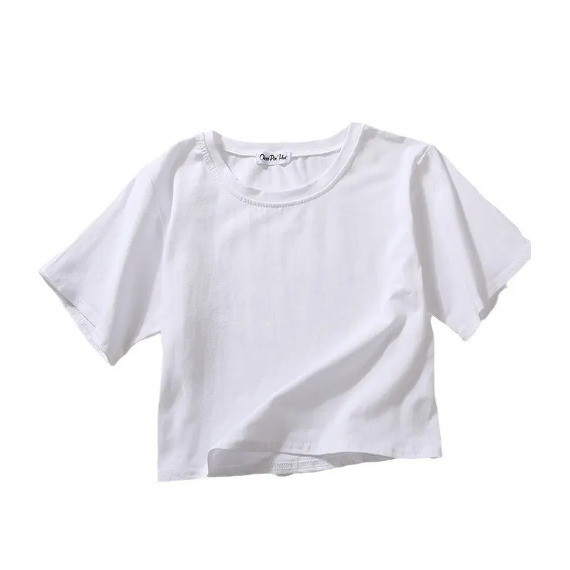 Loose solid color versatile short student T-shirt