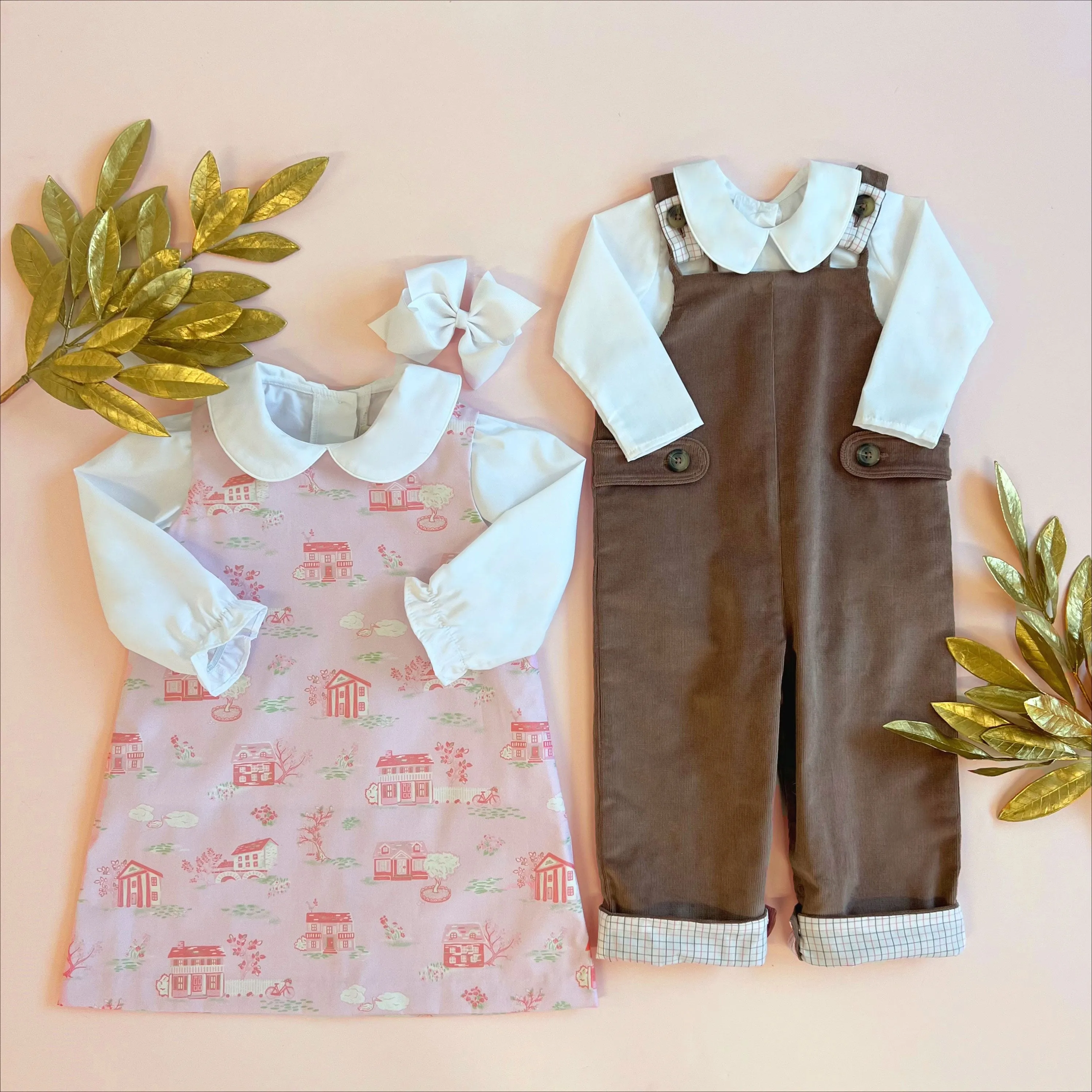 Maude's Peter Pan Collar Shirt & Onesie (Long Sleeve Woven) - Worth Avenue White