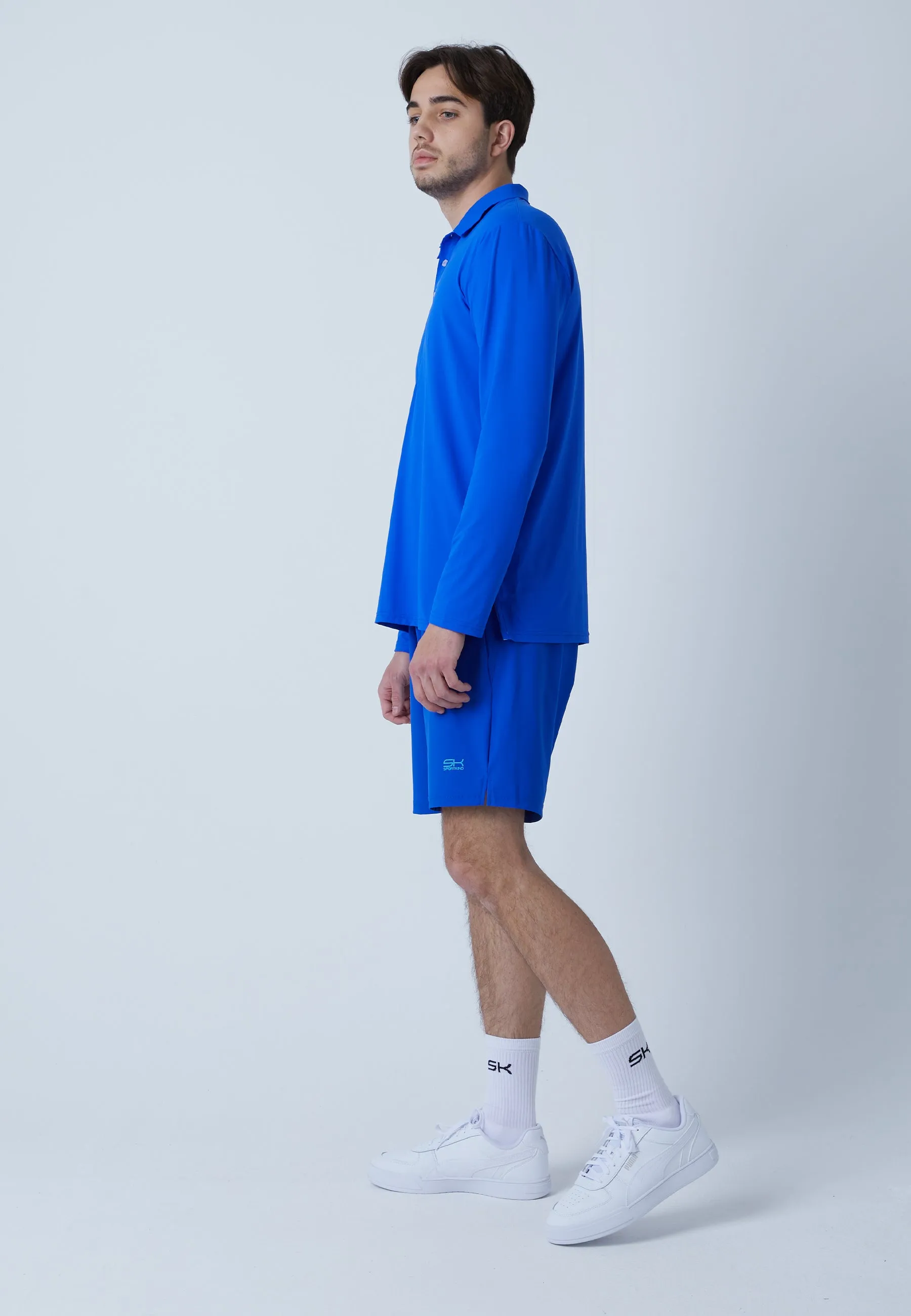 Men Tennis Longsleeve Polo Shirt, cobalt blue