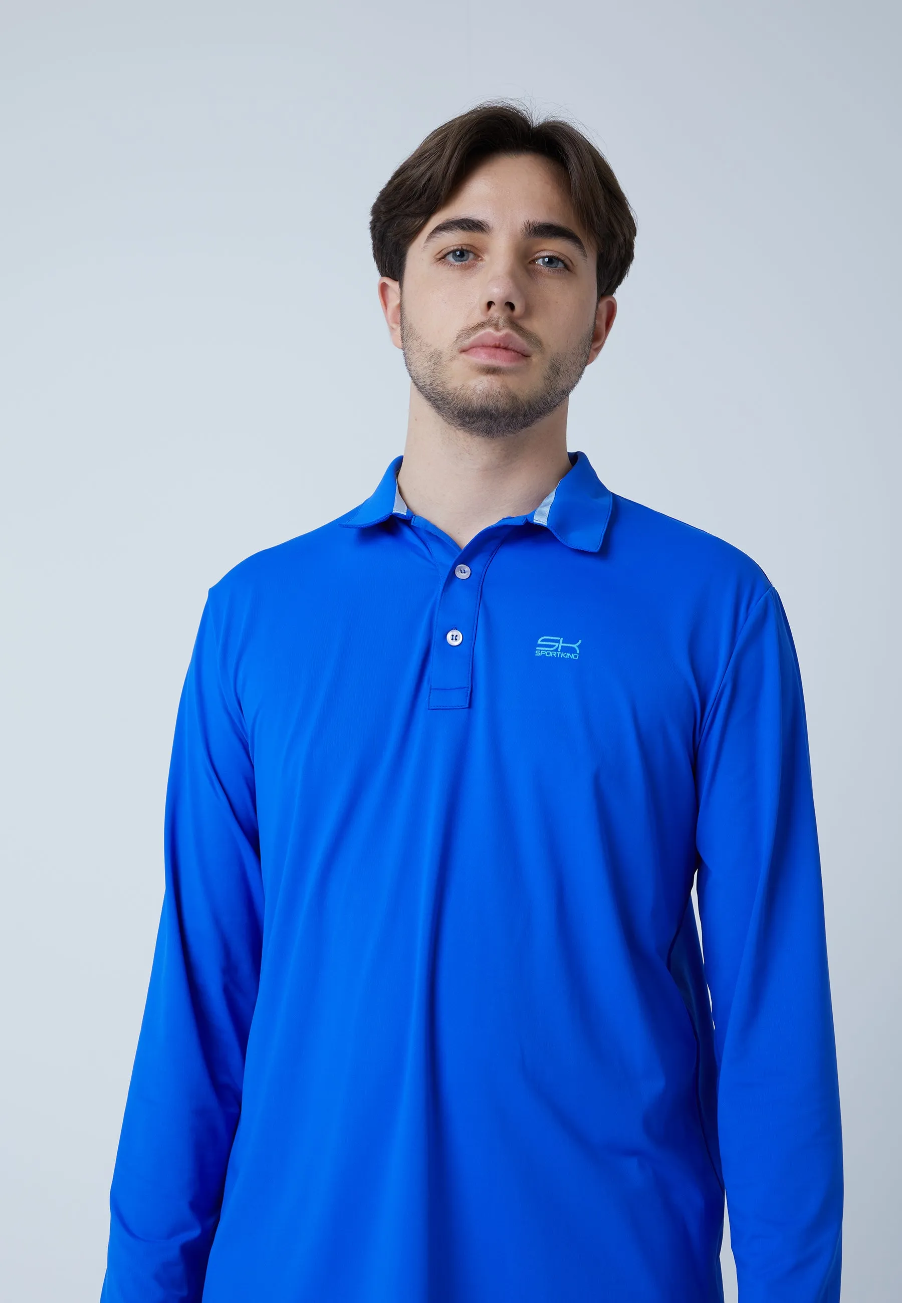 Men Tennis Longsleeve Polo Shirt, cobalt blue