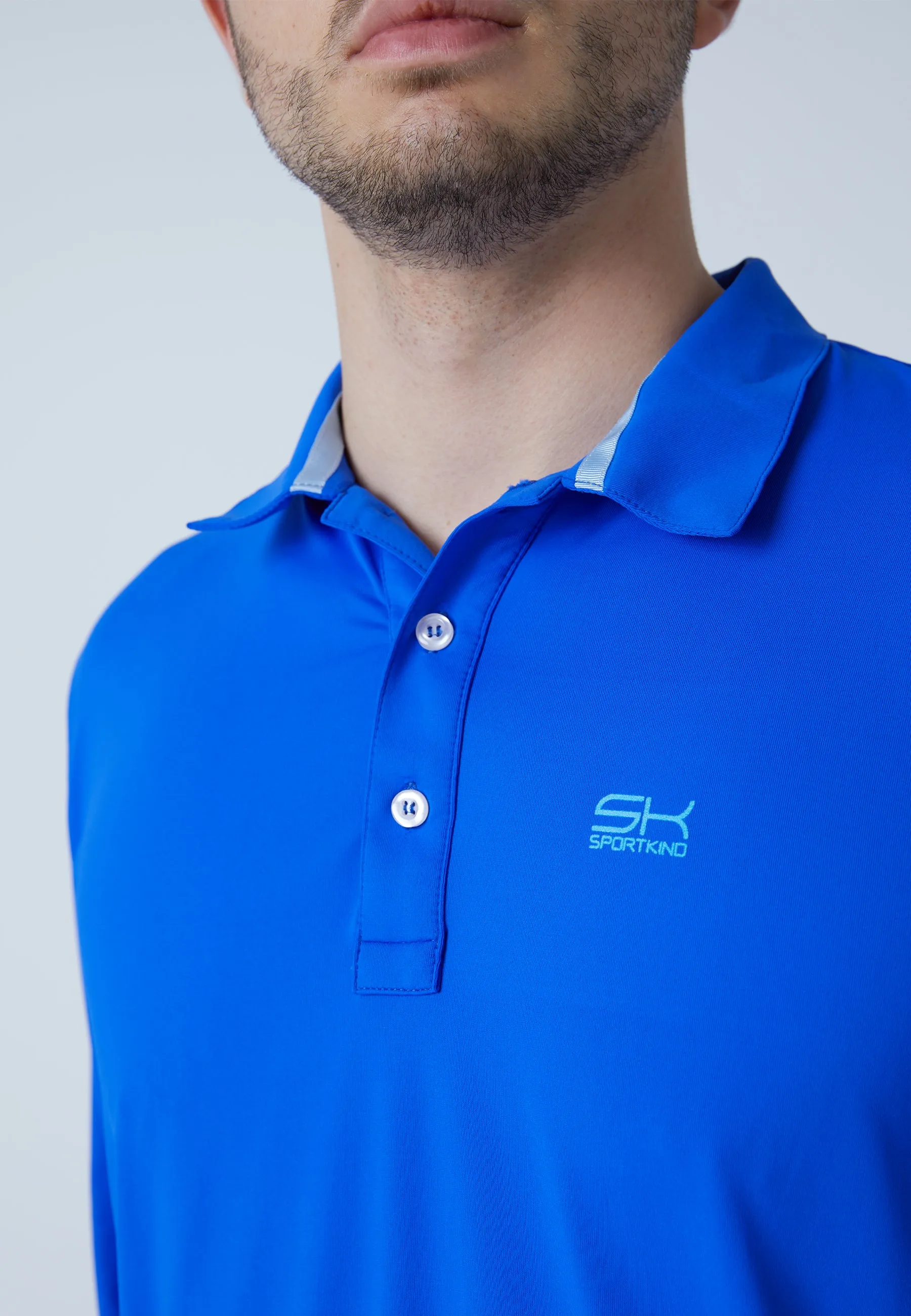 Men Tennis Longsleeve Polo Shirt, cobalt blue