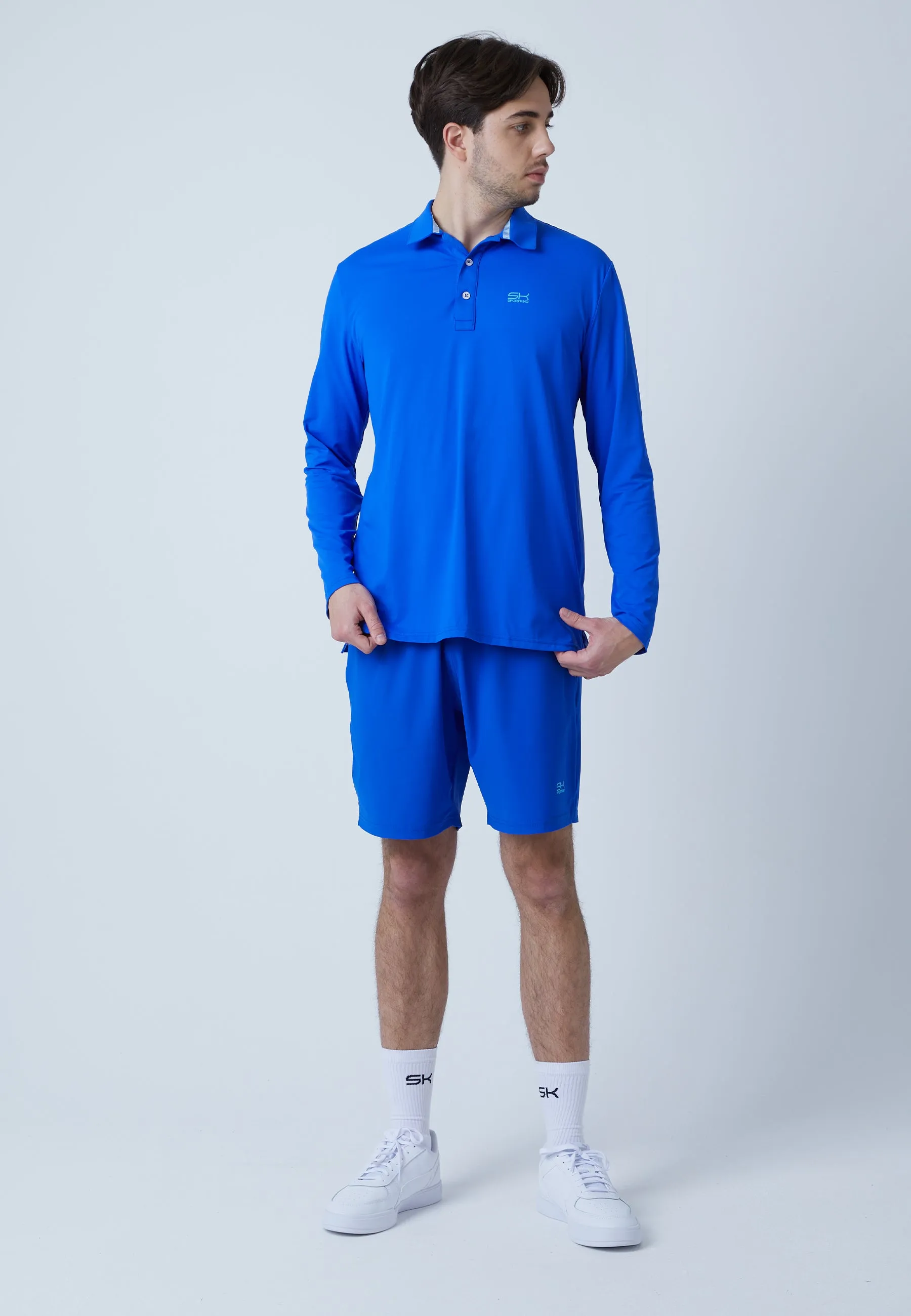 Men Tennis Longsleeve Polo Shirt, cobalt blue